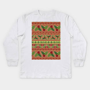 Holly Berries Pattern Kids Long Sleeve T-Shirt